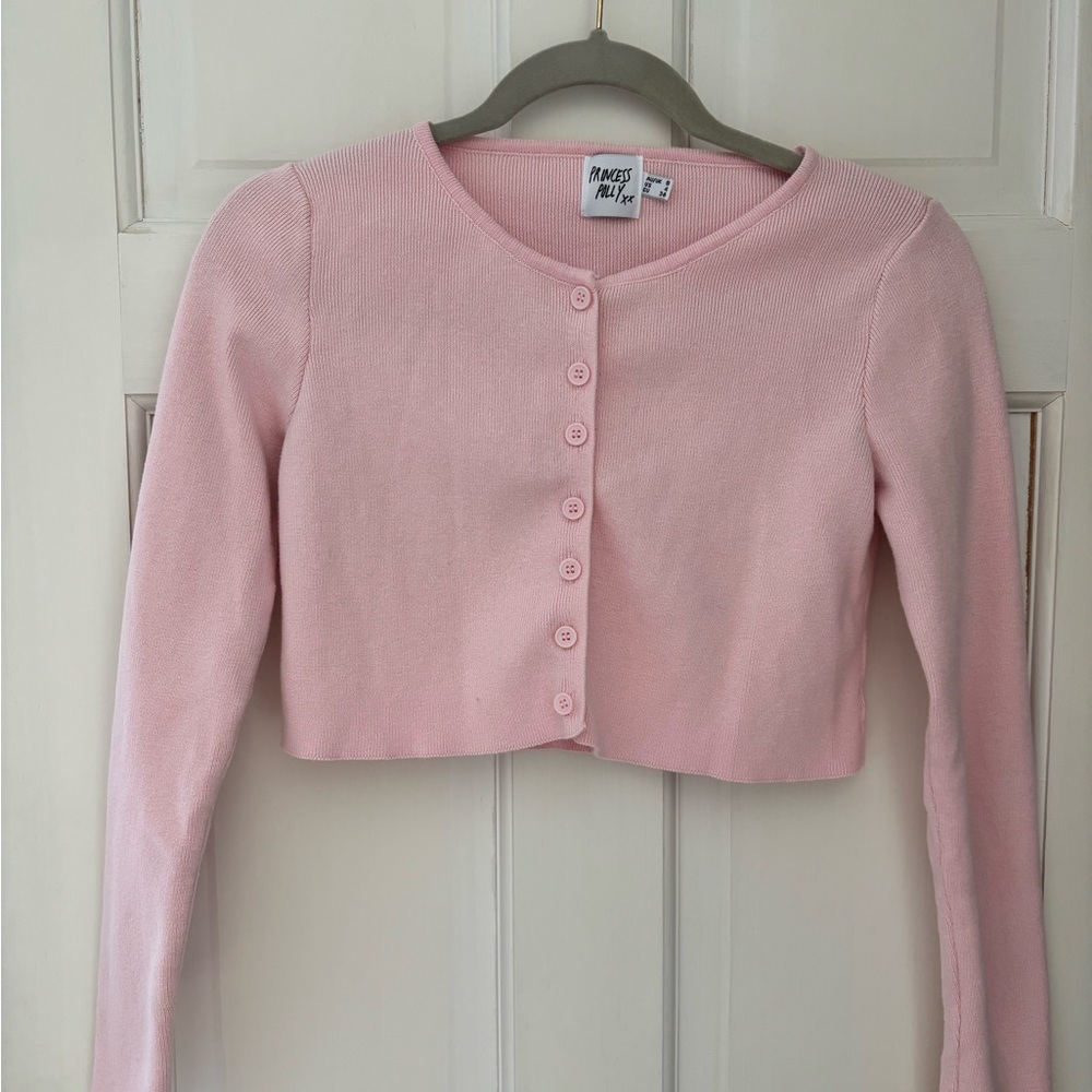 Princess Polly cropped pink cardigan